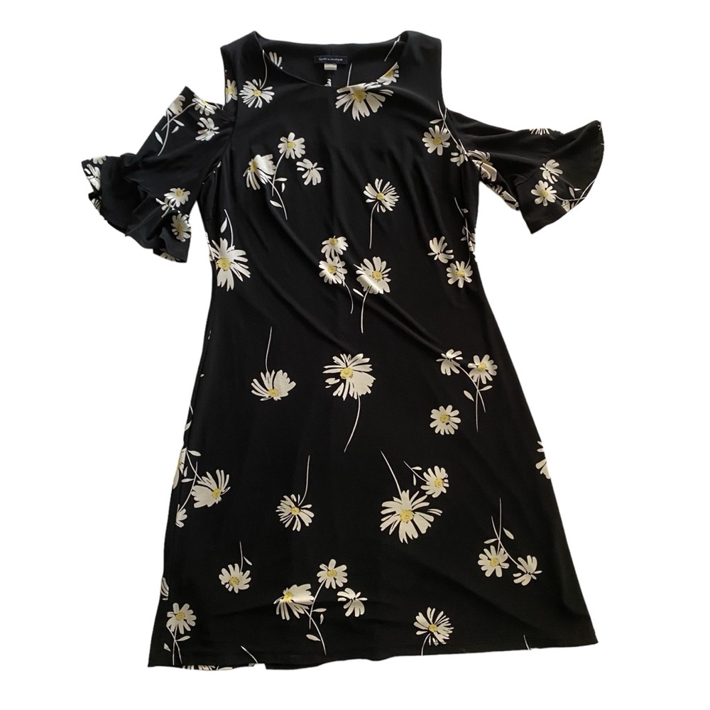 Tommy Hilfiger - black midi dress with white daisy print.
